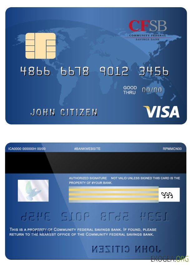 Carte visa de banque d'épargne fédérale communautaire des États Unis